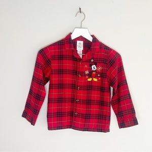 Disney Mickey Mouse Plaid Pajama Shirt